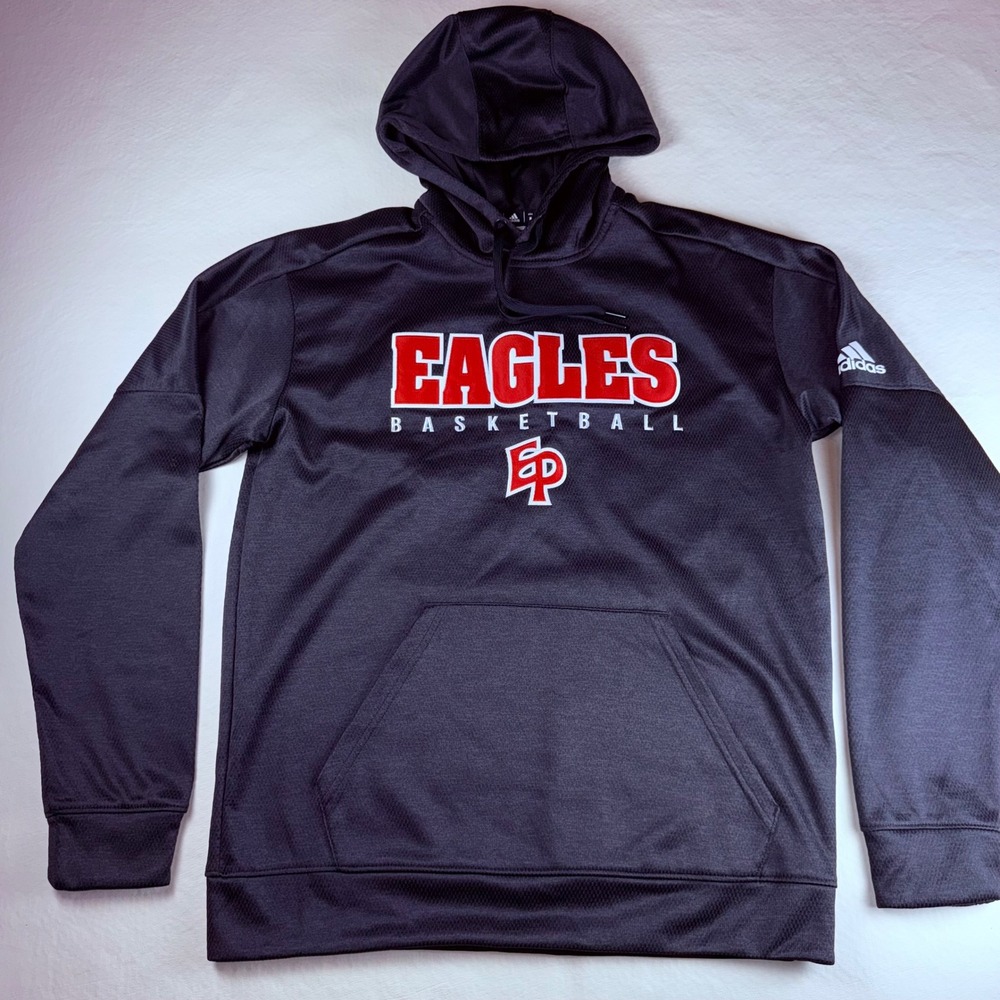 Adidas Eagles Basketball Hoodie Mens Medium Black ClimaWarm Sweatshirt EP Logo